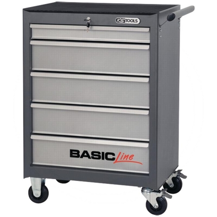 KS Tools BASIC,grey roller cabinet,5 drawer