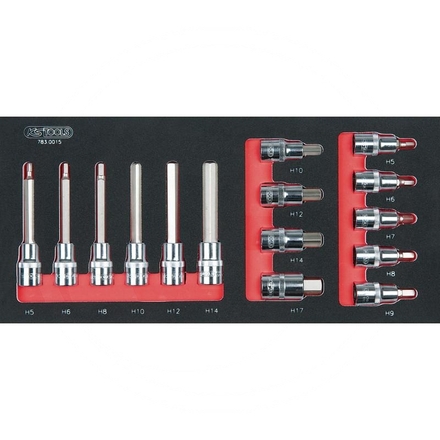 KS Tools CHROME+ bit socket set, 1/2", 15pcs