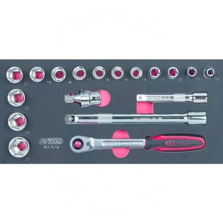 KS Tools CHROME+ socket set, 1/2", 24pcs