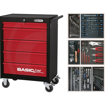 KS Tools Red BASIC kit,125pcs,STARTER,5 drawer