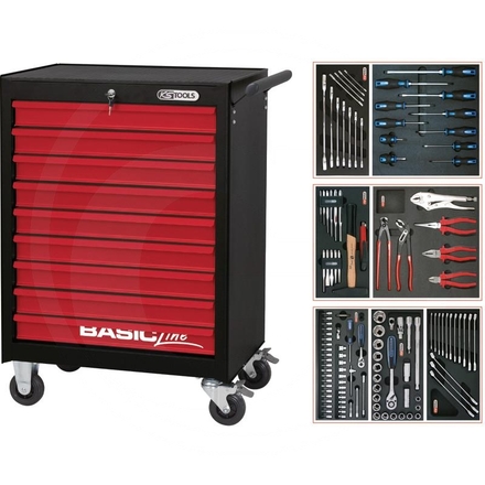KS Tools Red BASIC kit,125pcs,STARTER,9 drawer