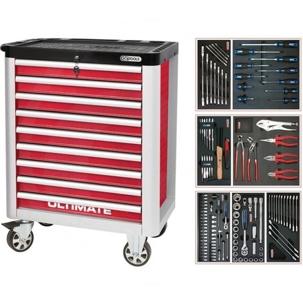 KS Tools Red ULTIMATE kit,125pcs,STARTER,9 drawer