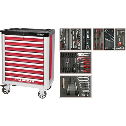 KS Tools Red ULTIMATE kit,157pcs,EXTENDED,9drawer