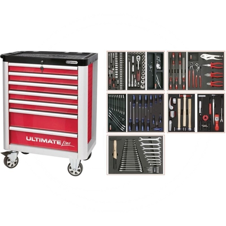 KS Tools RedULTIMATE kit,156pcs,BODYWORK,7drawer