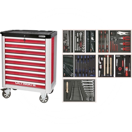KS Tools RedULTIMATE kit,156pcs,BODYWORK,9drawer
