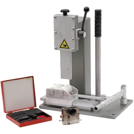 Stamping device, hand operated including inserts