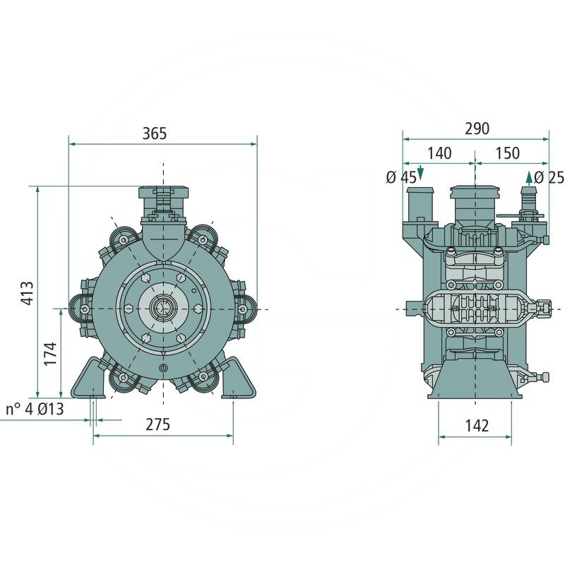 Comet Piston diaphragm pump (6706104100100) Spare parts for agricultural machinery and tractors.