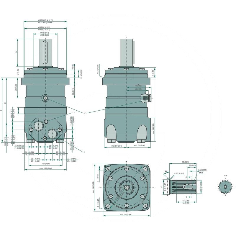 Danfoss Hydraulic motor OMT 500 (257151B3011) Spare parts for agricultural machinery and tractors.